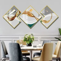 Simple Light Luxury Style Diamond Shape Living Room Murals Personality Restaurant Triple Murals Home Decoration Hanging Picture