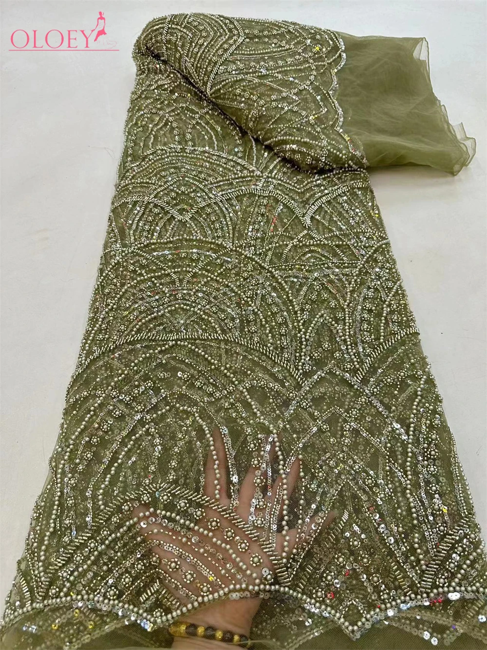 

High-End Luxury French Embroidery Heavy Groom Lace Fabric African Nigerian With Sequin Fabric For Wedding Dress Party