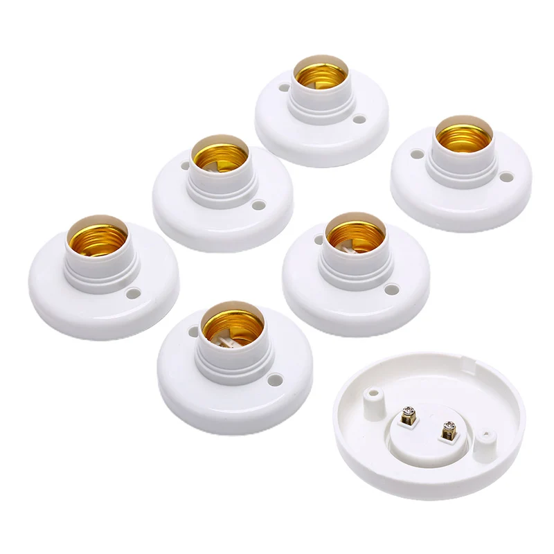 

1/6pcs E27 Screw Cap Socket White Ceiling Light Lamp Bulb Fixing Base Stand Light Bulb Holder