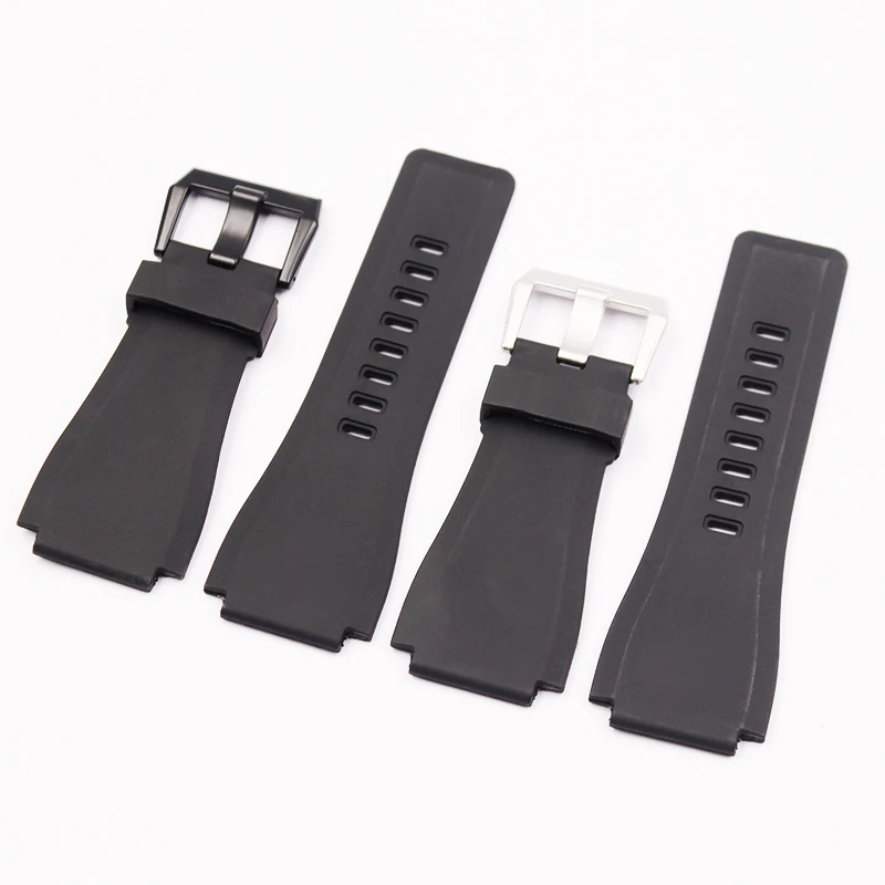 Silicone band Suitable for Bell Ross  Belles Men's band BR01 BR03 Black 33*24mm watch accessories