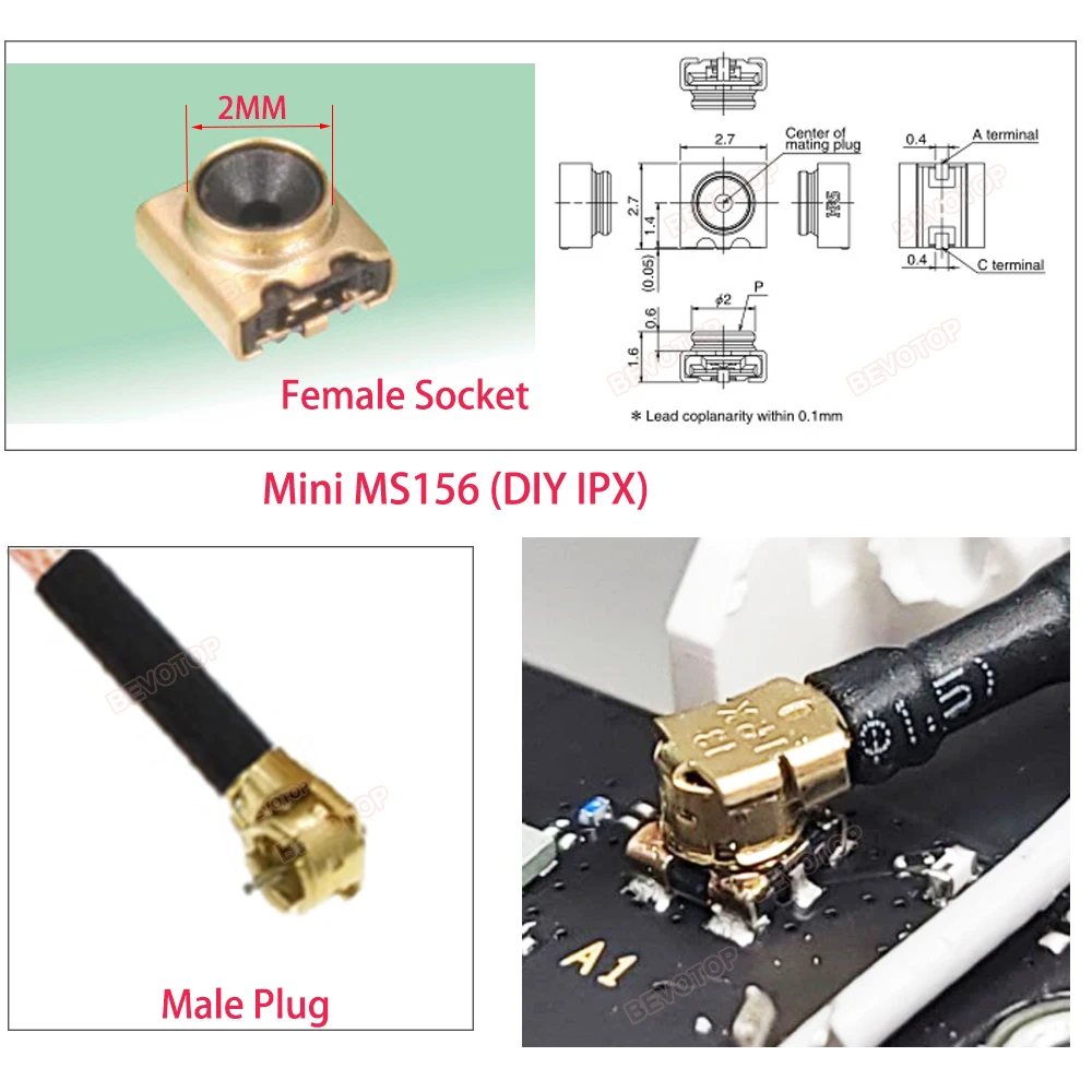 1 шт. BEVOTOP SMA для DIY IPX RG178 кабель M16 мама перегородка к Мини MS156 Штекер RF коаксиальный