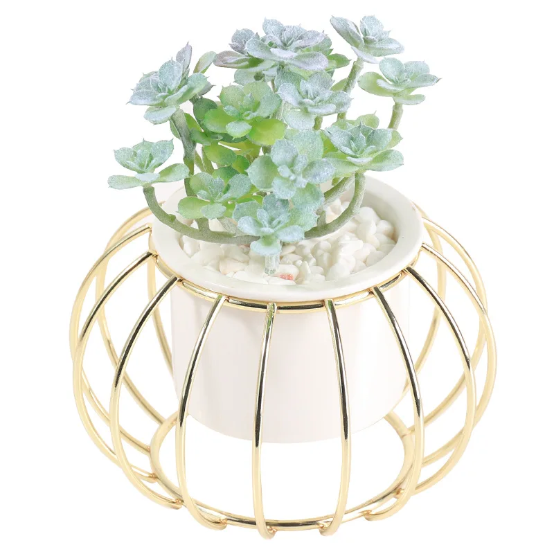 

Artificial Plants Potted Plants Geometric Iron Pebble Ceramics Bonsai Fake Flower Faux Plants Home Office Desktop Decoration