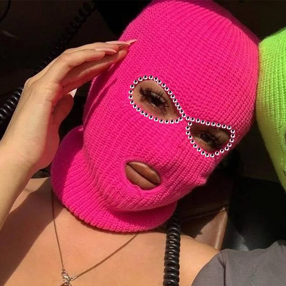 

3 Hole Shining Balaclava Mask Hat Face Mask Black Sport Knitted Ski Snowboard Hat Cap Winter Hip Hop Multiple Colour Beanie