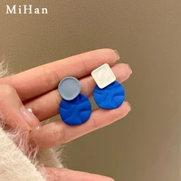 mihan 925 silver needle fashion jewelry blue earrings pretty sweet korean style asymmetrical round square earrings for women