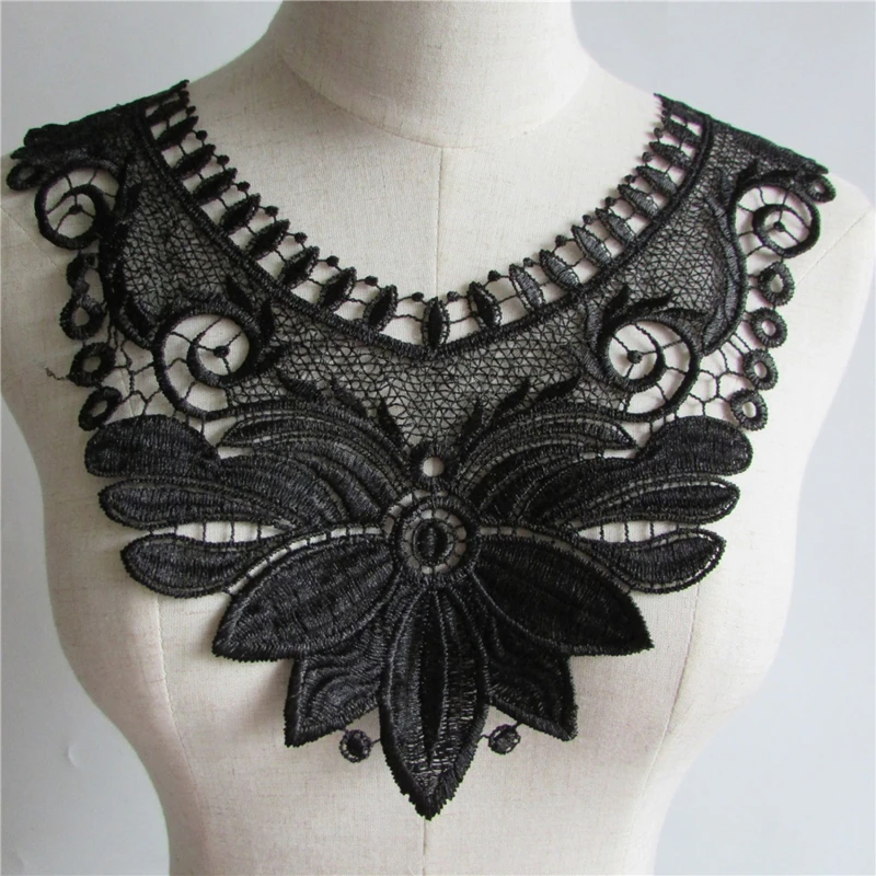

2023 Luxury Flower Lace Collar 3D Cotton Fabric Trim Ribbon DIY Embroidery Applique Sewing Guipure Wedding Neckline Decorations