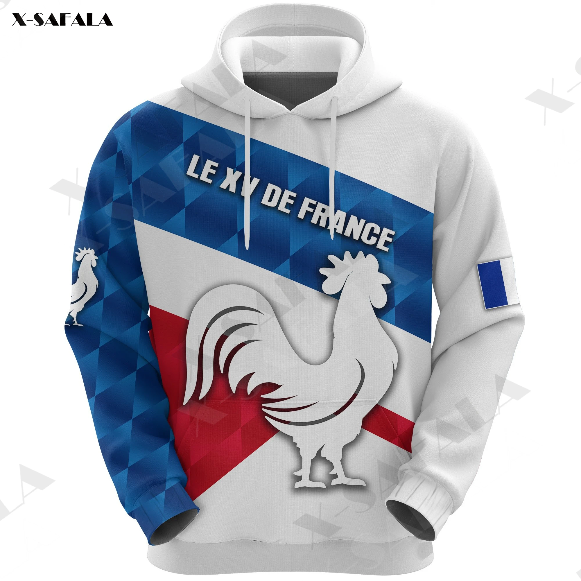 

Custom Rugby Le XV De France Rooster 3D Print Zipper Hoodie Men Pullover Sweatshirt Hooded Jersey Tracksuits Outwear Cotton Warm