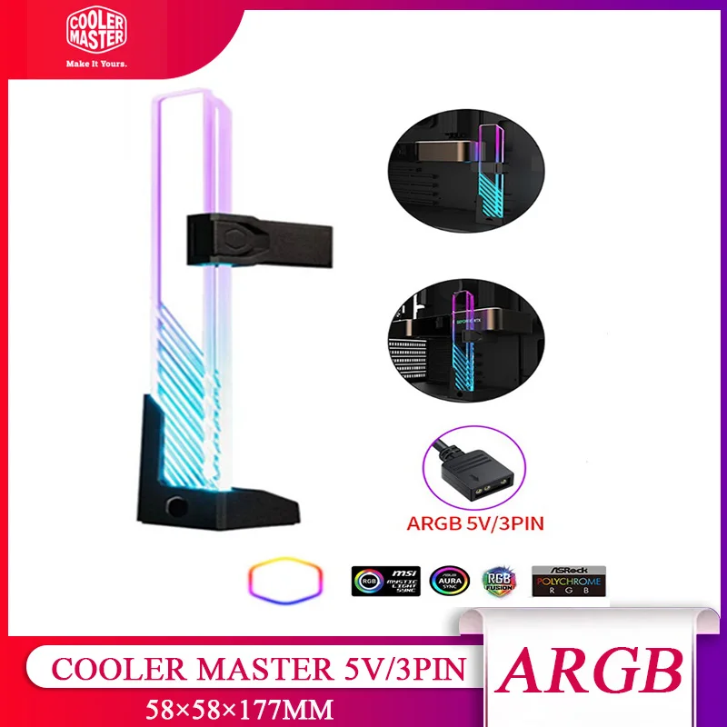 

Cooler Master ARGB 5V/3PIN Graphics Card Support Brace Vertical Adjustable Video Card Holder GPU Support Stand For Computer