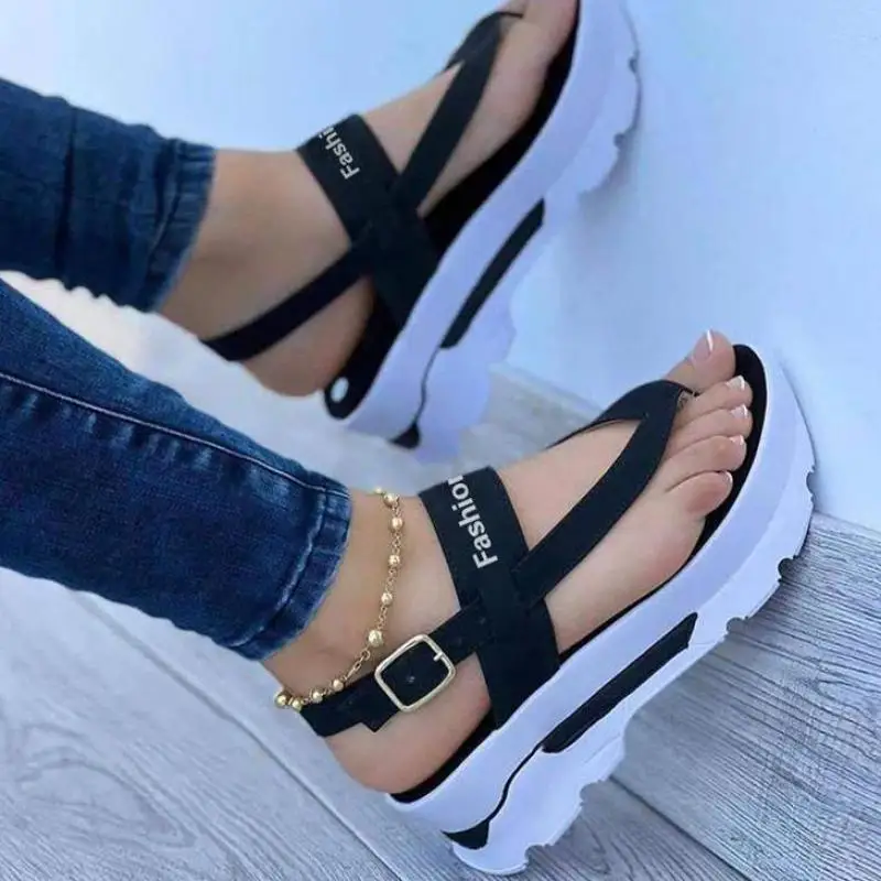 Sandals Women's Summer 2022 Fashion Flip-flops Outdoor Casual Platform Sandals Ladies Plus Size Wedge Beach Slippers Muje TGHDOF