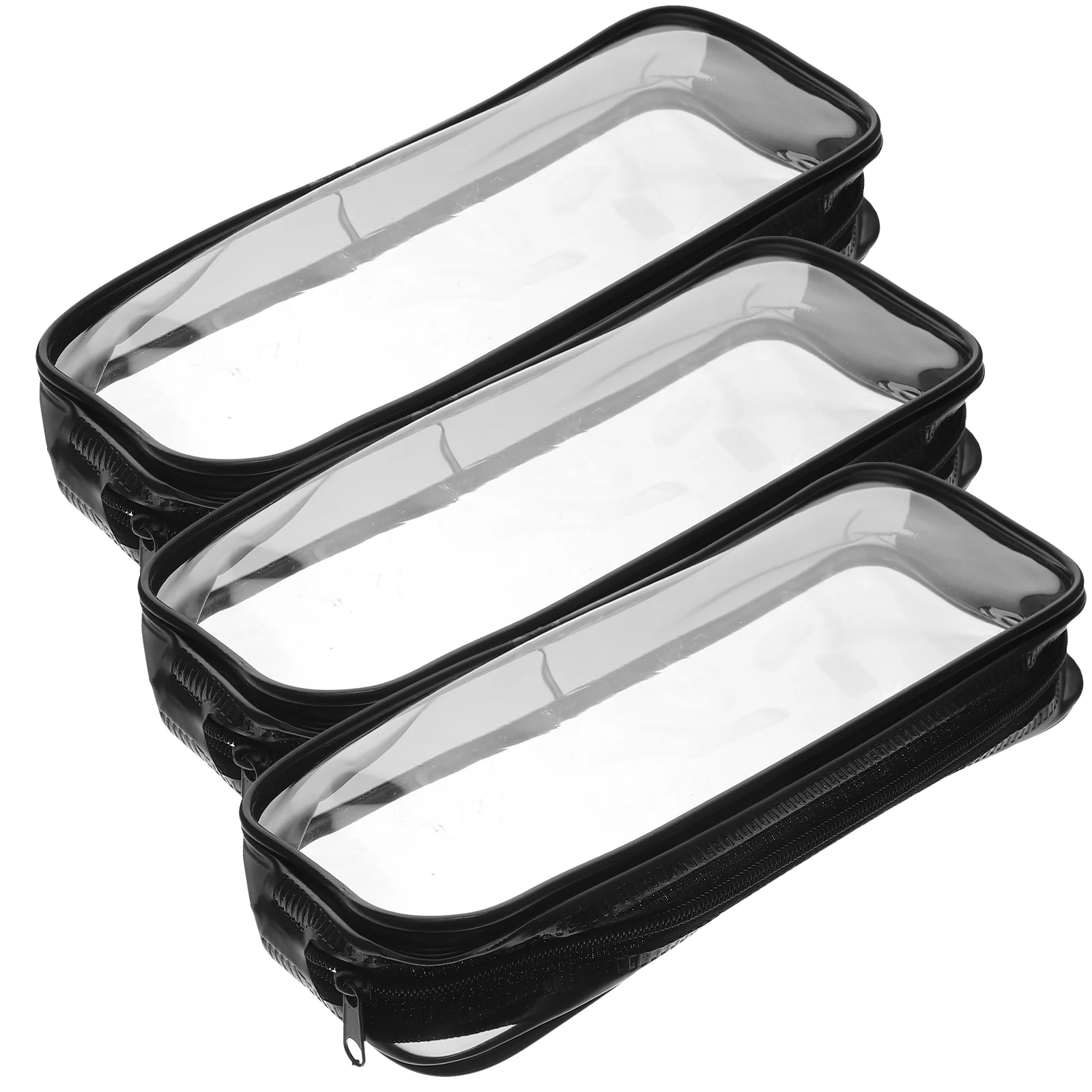 

3 Pcs Clear Pen Case Transparent Zipper Pouch Storage Bag Travel Organizer Bags Makeup Brush