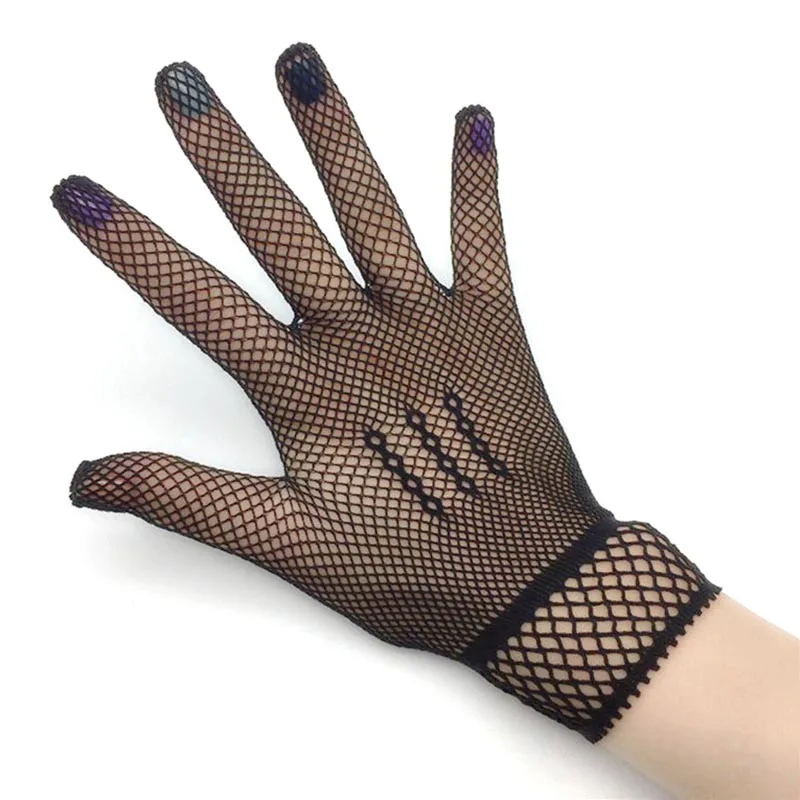 

Fashion Black Sexy Women Mittens Punk Uv-proof Driving Gloves Mesh Fishnet Gloves Full Finger Ladies Elegant Party Lolita Gloves