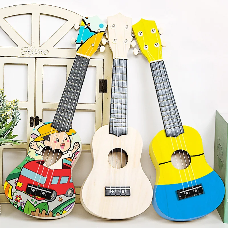 21 Inches Children Diy Mini Ukulele Hand Made Body Pick Real Classic Ukulele Beautiful Kit Assemble Guitarra Clasica Gitars enlarge