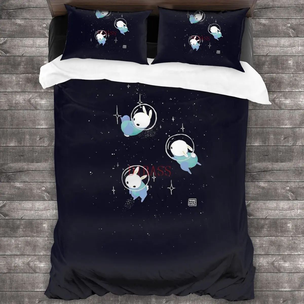 

Мягкое искусственное одеяло Space Bunny с 2 наволочками, пододеяльник с застежкой-молнией, пододеяльник большого размера