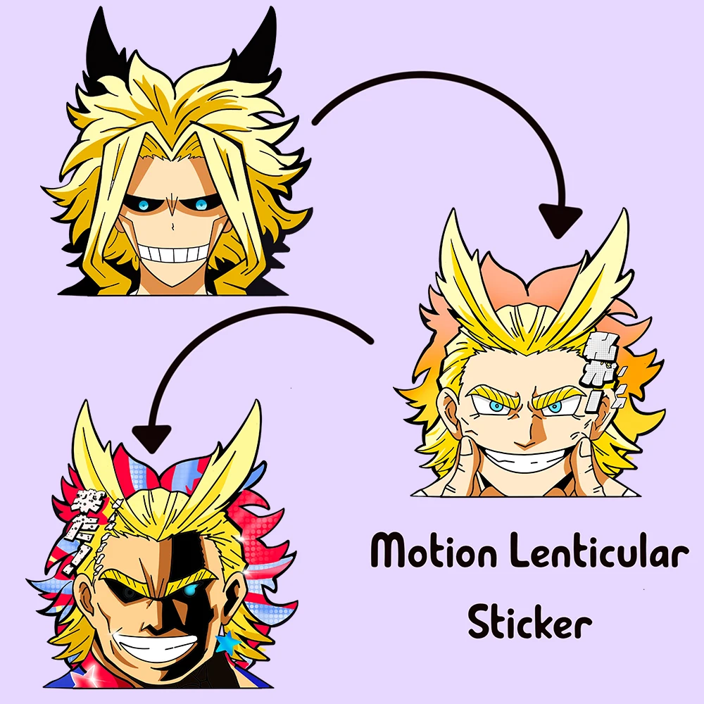 

ALL Might Motion Sticker My Hero Academia Lenticular Sticker Boku No Hereo Waterproof Decals for Cars,Laptop, Refrigerator, Etc