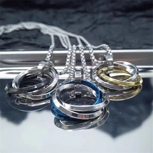Three ring decorative Necklace mens fashion light luxury niche new design sense ins hip hop mens and womens Pendant