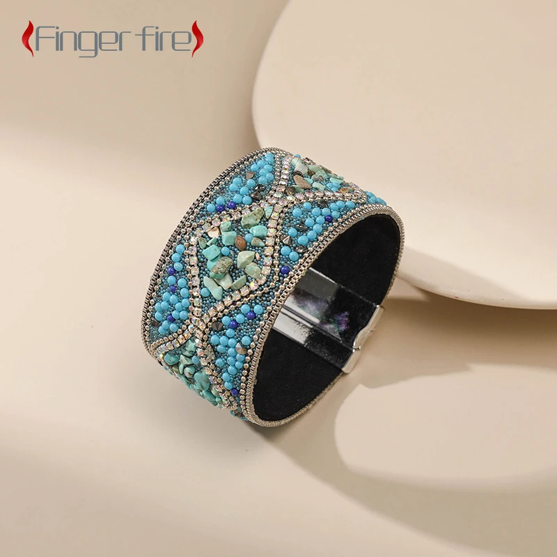 

Fashion Handmade Gravel Rice Bead Magnetic Buckle Bracelet Exquisite Banquet Personality Jewelry