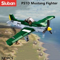 sluban building block toys ww2 army p51 d fighter 323pcs bricks b0857 military construction compatbile with leading brands