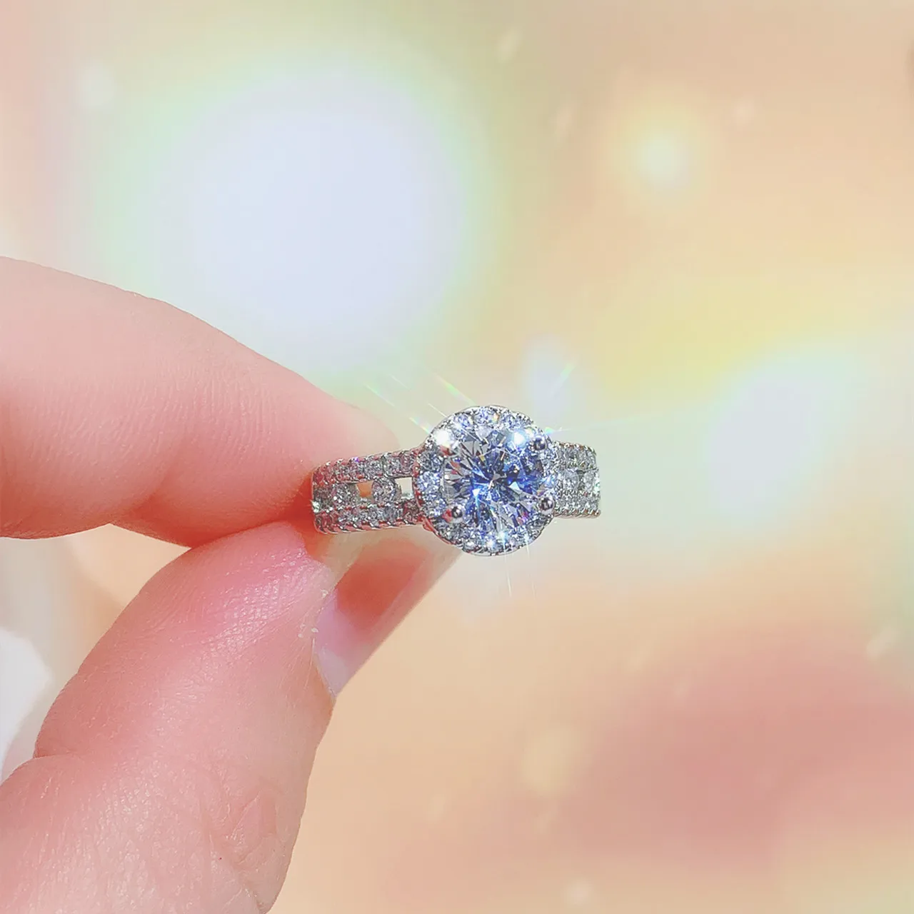 

Блестящее обручальное кольцо для пар, 1 карат, романтическое темпераментное элегантное модное Ювелирное Украшение, аксессуары для улицы