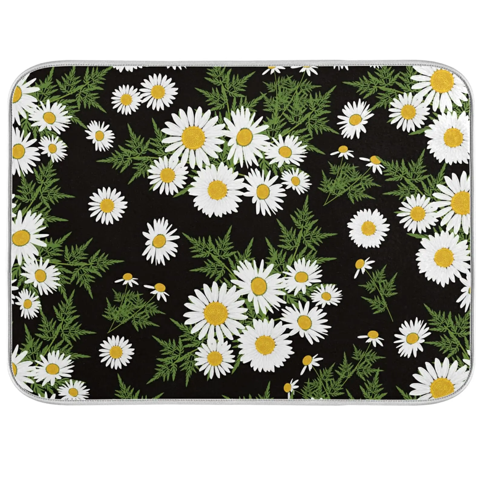 

Daisy Floral Dish Drying Mat for Kitchen Counter, Microfiber Absorbent Dish Draining Mat, Small Kitchen Drying Mat Heat Drying