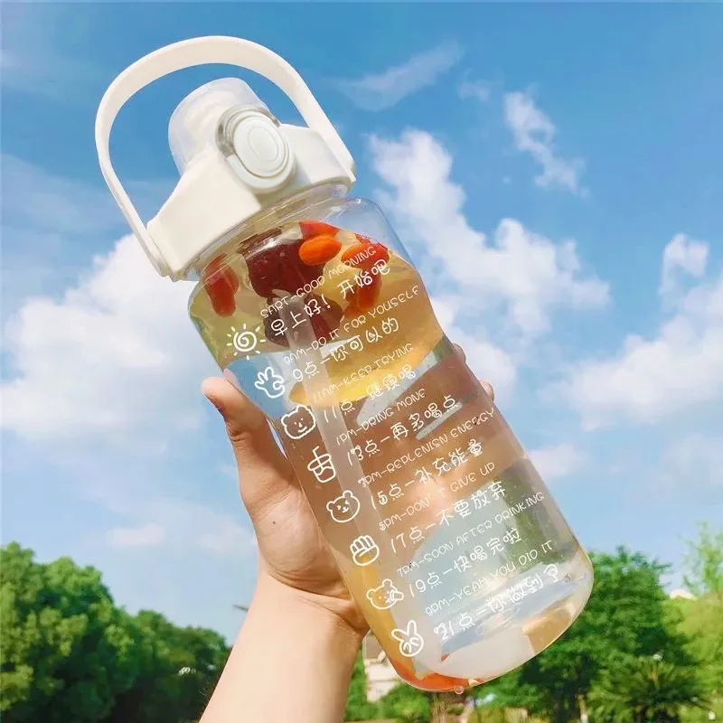 

1500/2000ml Large-capacity Kettle with Straw with Scale Leak-proof and Anti-fall Portable Outdoor Sports Portable Water Cup