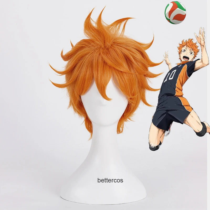 

Haikyuu!! Hinata Syouyou Short Orange Fluffy Layered Cosplay Wigs Heat Resistant Synthetic Hair Anime Wig + Wig Cap