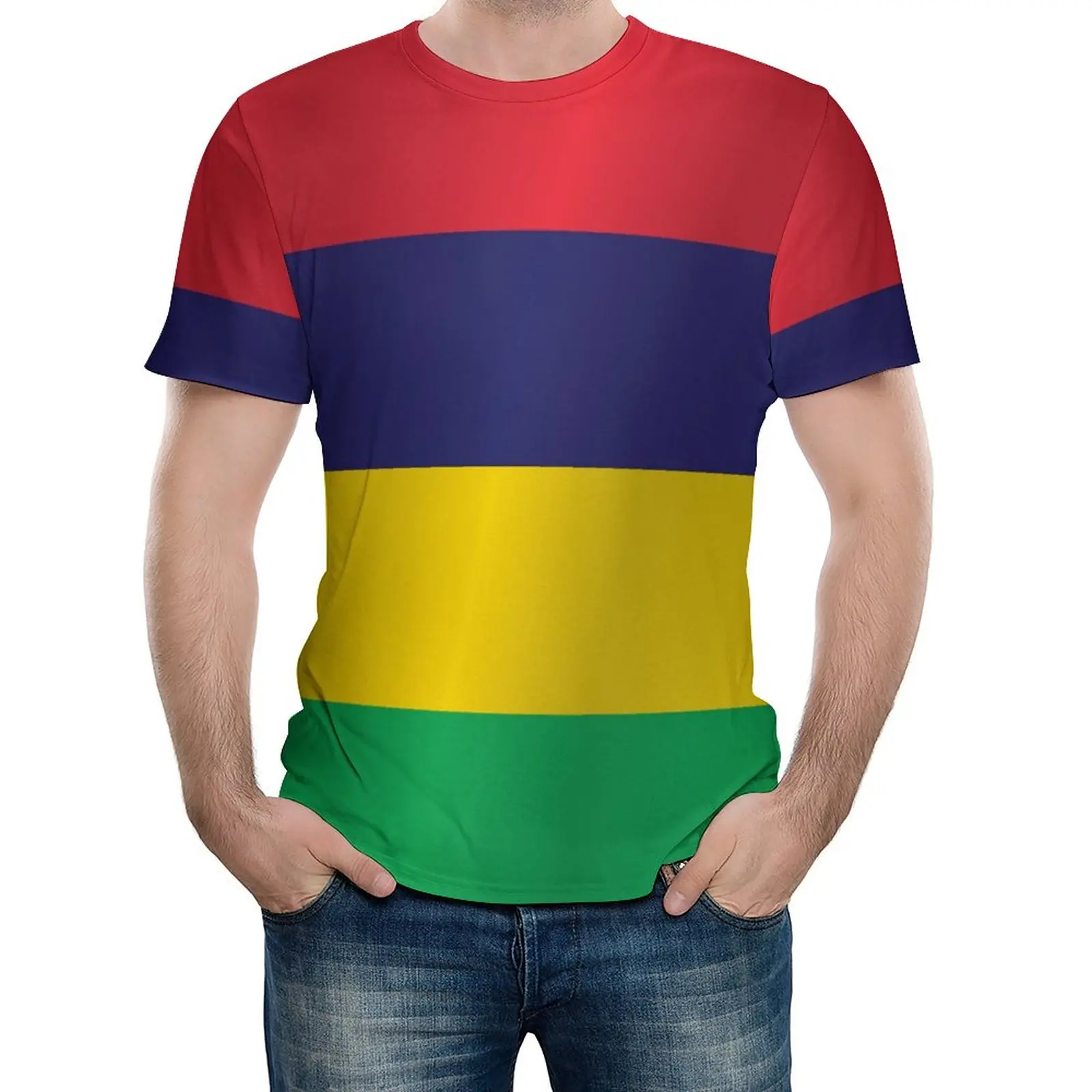 

Casual Graphic Mauritius Flag Tshirt High Quality Travel Eur Size
