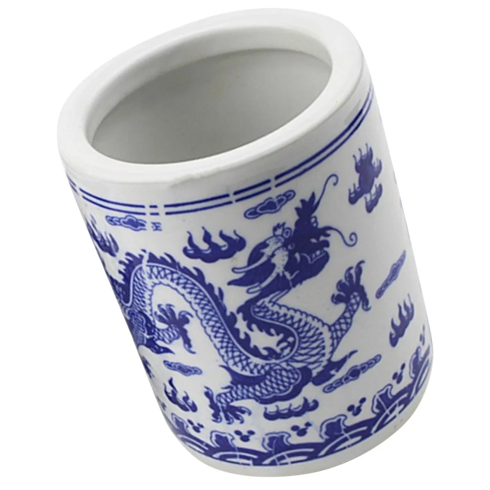 

Pen Organizer Desktop Accessories Blue White Vase Pen Container Multifunctional Storage Box