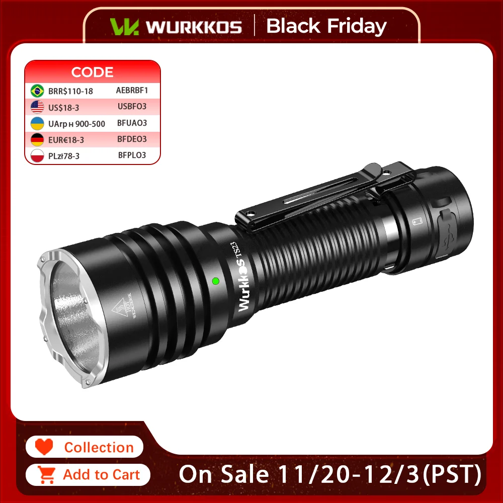 

Wurkkos TS23 тактический фонарик XHP70.3