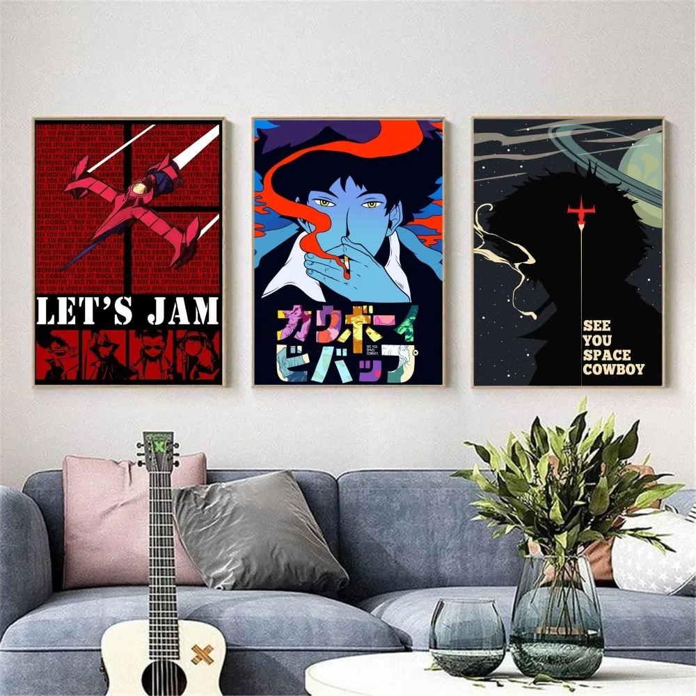 Аниме C-Cowboy Bebop плакат HD искусство липкая стена водонепроницаемый дом гостиная