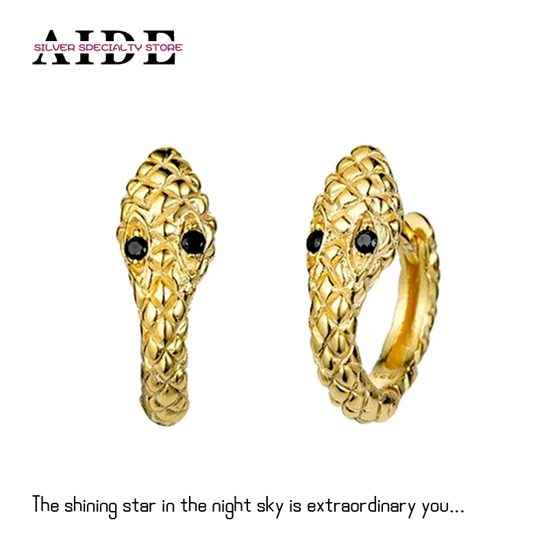 

AIDE 14K Gold Zircon Gold Snake Hoops Earrings For Women 2021 Jewelry Punk Piercing Earings Gift Boucle Oreille Femme Wholesale