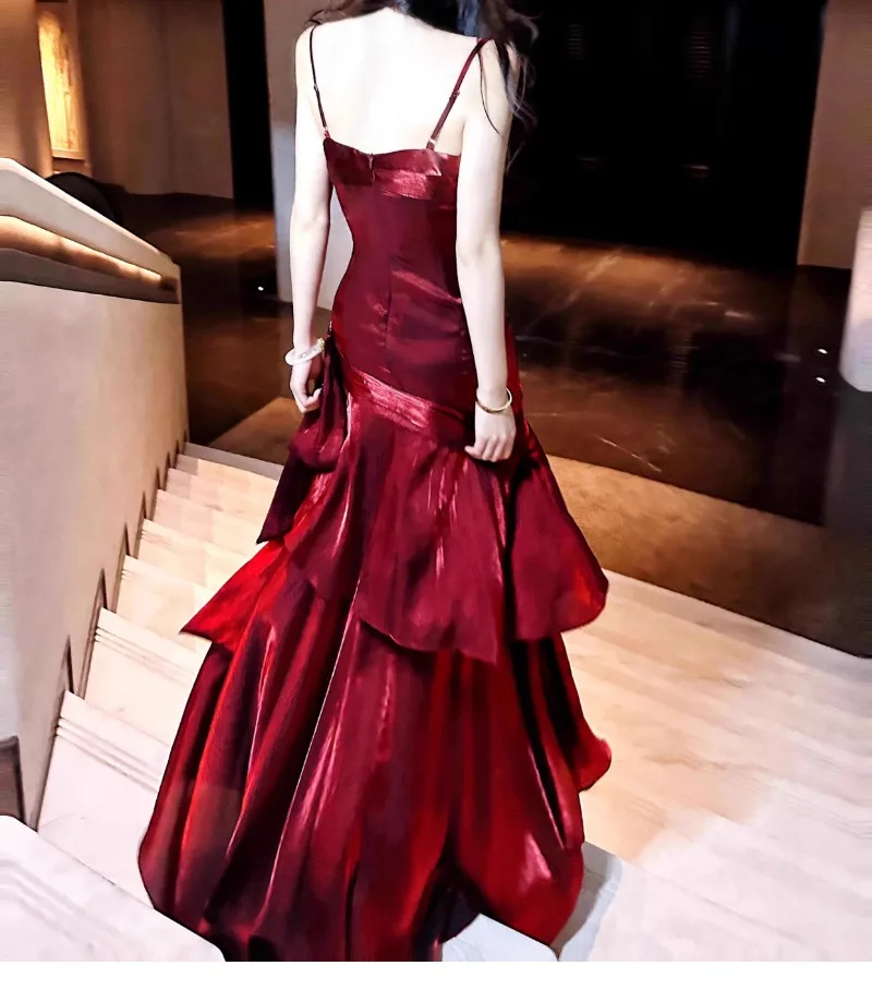 Красное винтажное платье из хлопка CELEB SHIJIA