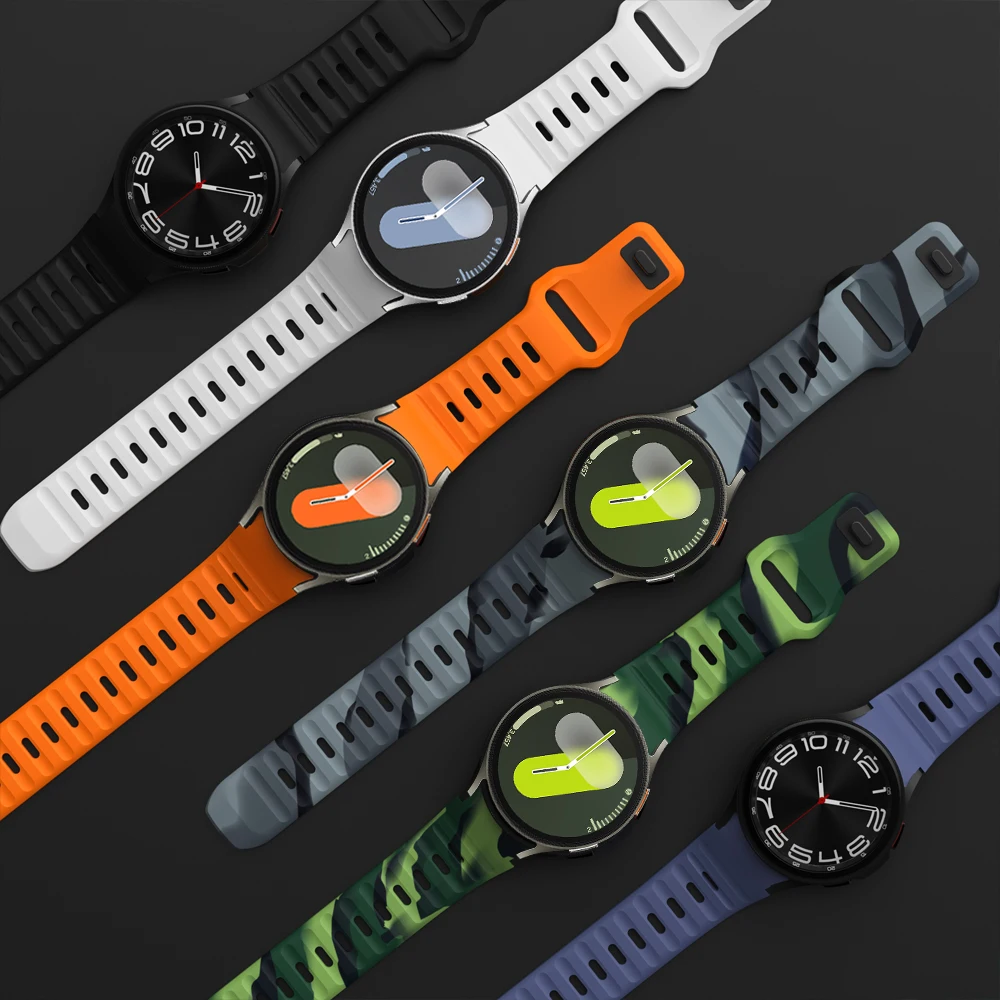Фото Смарт-часы для Samsung Galaxy Watch 7 Band FE 6 4 Classic 5 pro 44 мм 40 мм, силиконовый спортивный браслет Correa, ремешок Galaxy Watch 7 №1