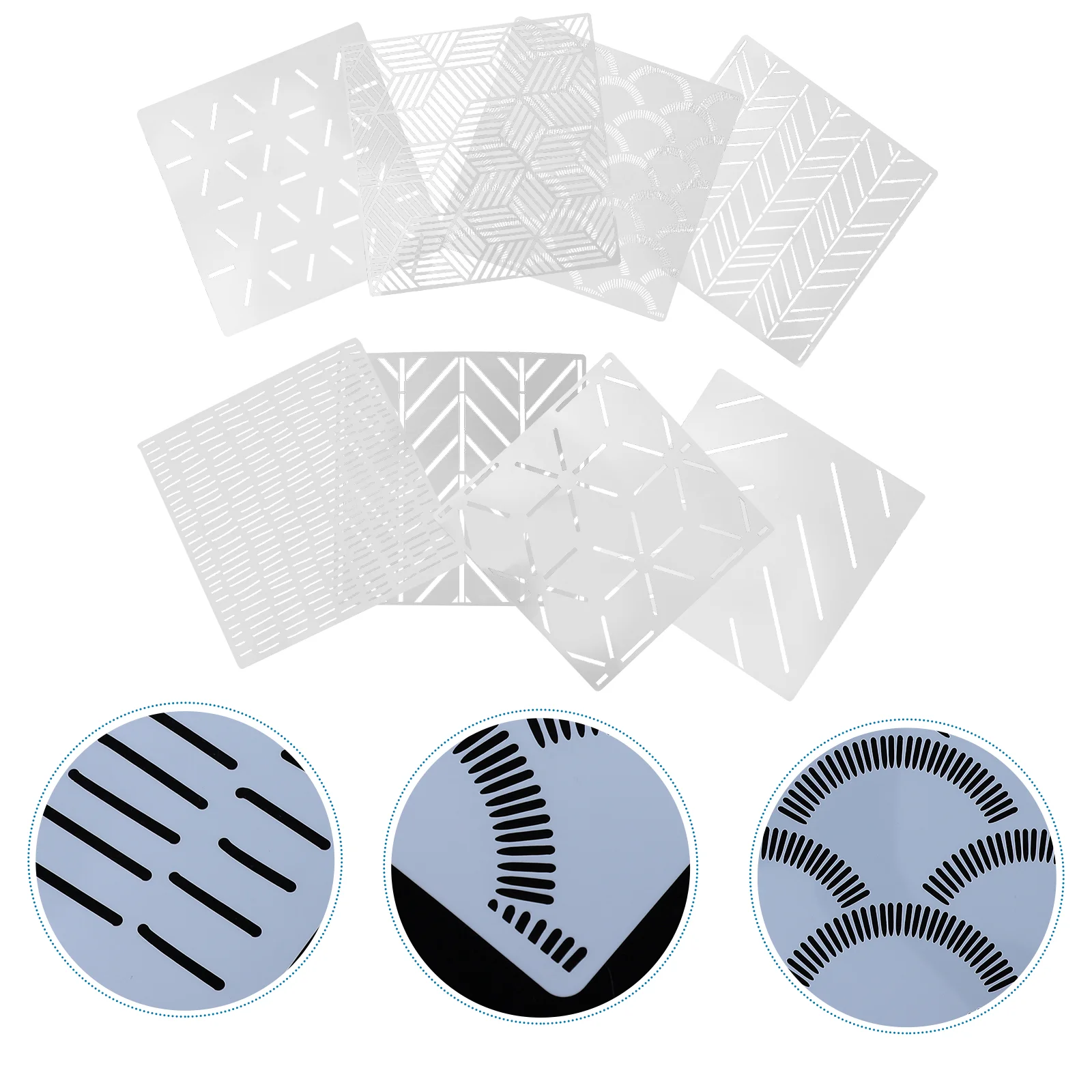 

8pcs Modern Reusable Geometric Creative Painting Templates Wall Stencils Drawing Templates
