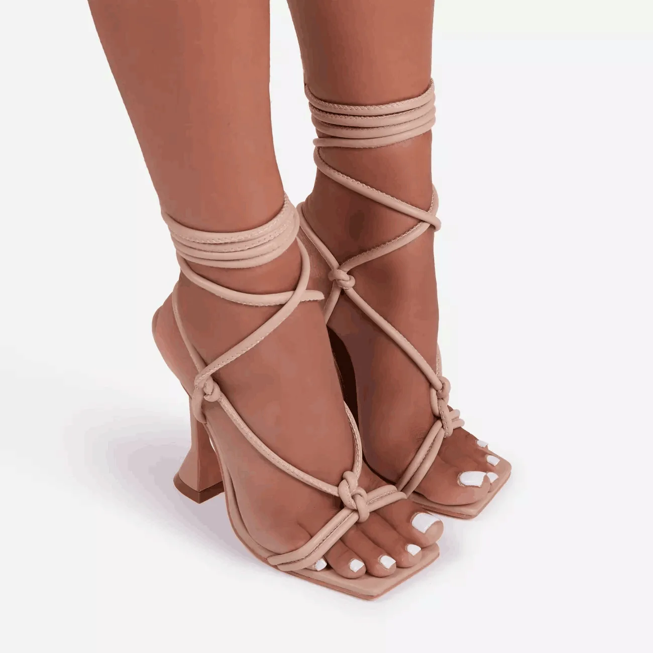 

Female High Heels Women Sandals PU Fish Mouth Shape Solid Color Stiletto Non Slip Increase Heel