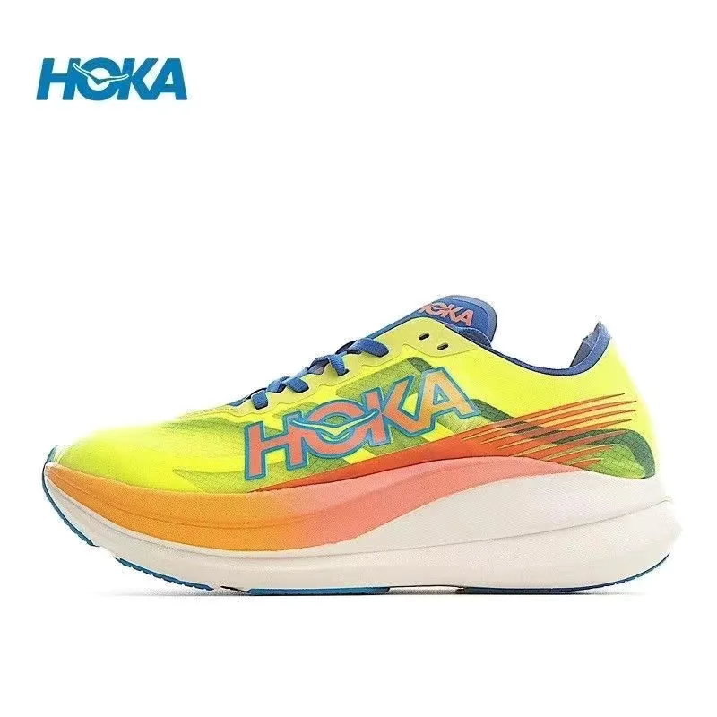 

2023 HOKA ONEONE Race Rocket X2 Rebound Big Size 46 47 Sport Running Shoes Evening Primrose Scuba Blue Women Men Outdoor Sneaker