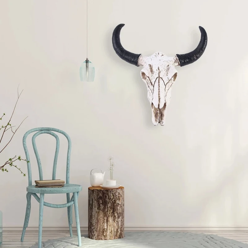 

Wall Hanging Decoration 3D Shofar/Horns Skull Ornament Longhorn Sheep/Cow Skull Art Craft Wildlife Figurine Home Decor Halloween