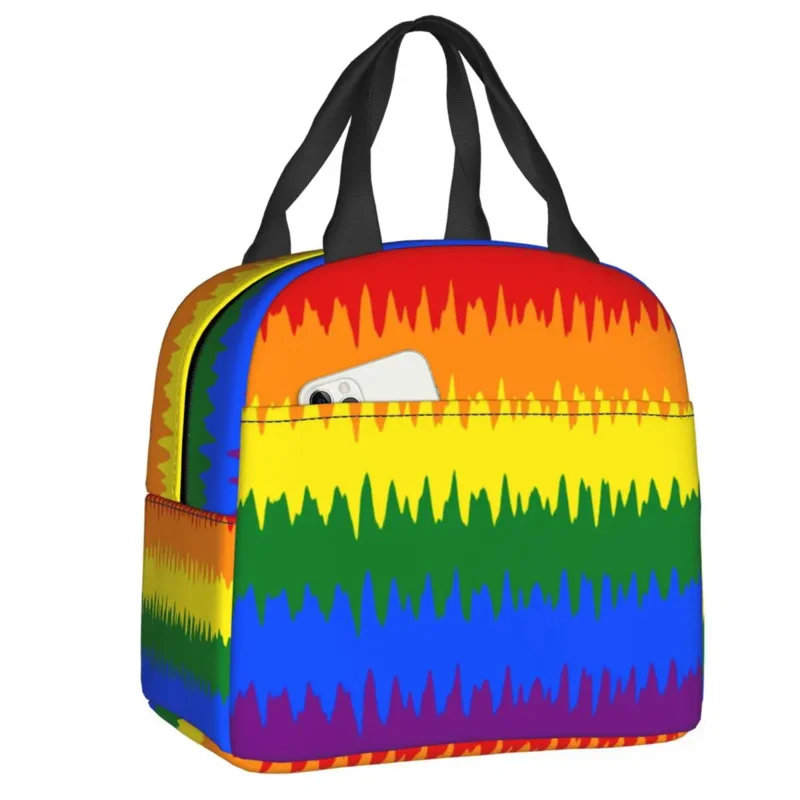 

Гей-Прайд, флаг ЛГБТ, зигзаг, Изолированные сумки для обеда для женщин, ЛГБТ Радуга, лесбийский портативный охладитель, термальный Ланч-бокс для еды, школа