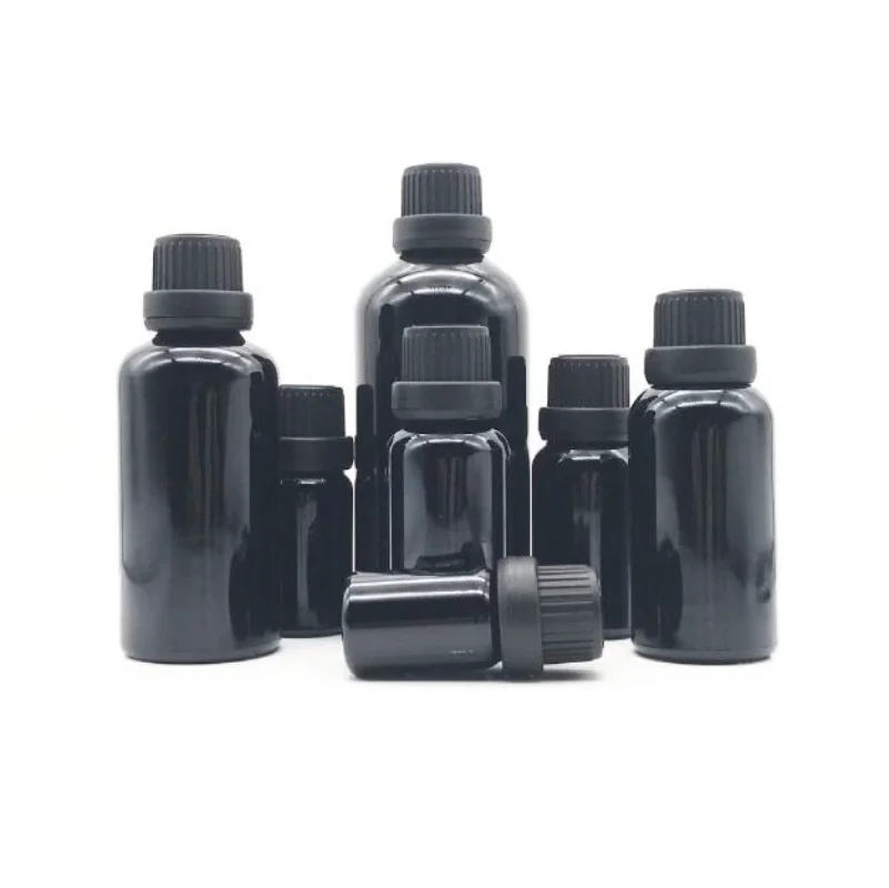 

Glass Bottles for Essential Oils Refillable Empty UV Black Bottle with Orifice Reducer Dropper and Cap Perfume Aromatherapy