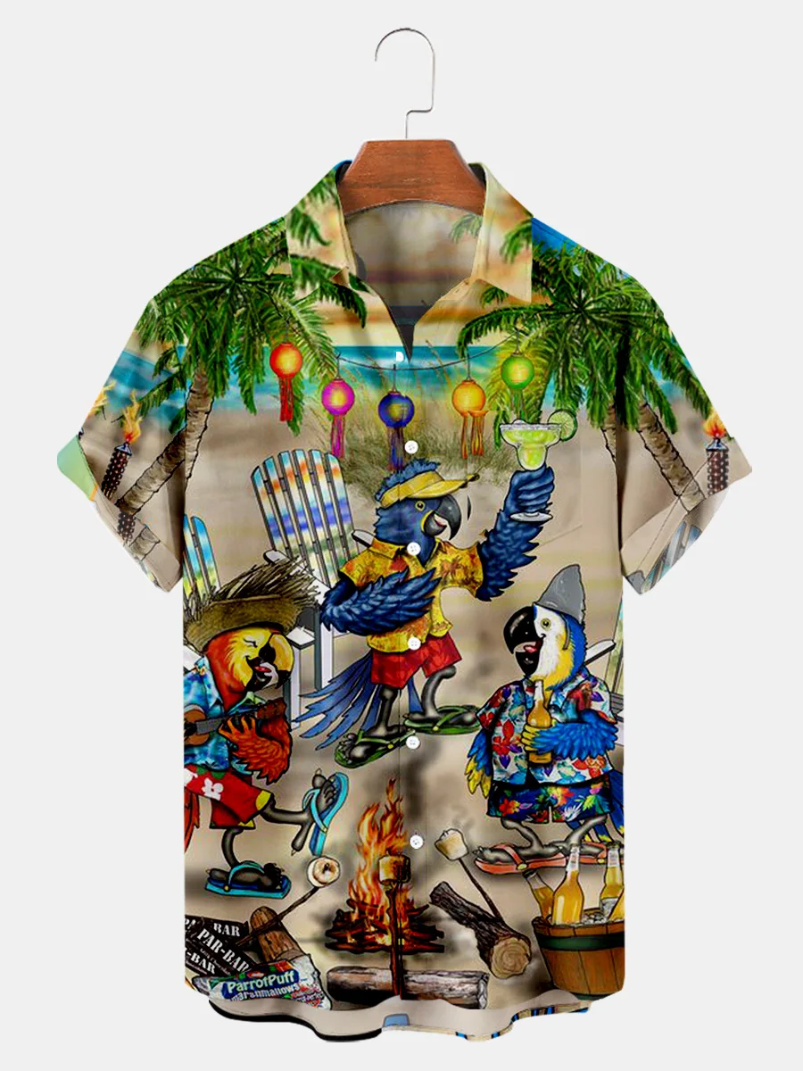 

Мужская рубашка Y2k, Пляжная рубашка с коротким рукавом и принтом пейзажа, Мужская Уличная Гавайская Ретро рубашка в стиле Харадзюку, Мужская...