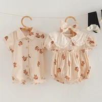 2022 infant baby girl romper summer boy cute cartoon bear print jumpsuit for newborns cotton thin kids clothes girl costumes