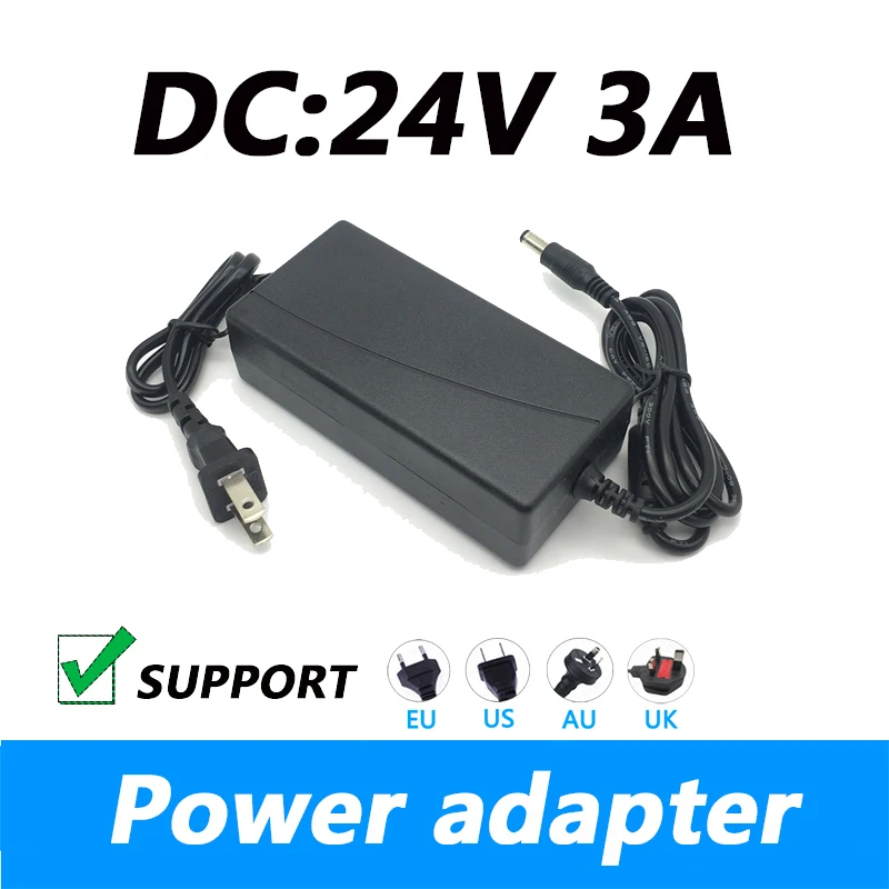

AC 100-240V DC 24V 3A Power Adapter PLC Controller Supply DC Voltage Regulator UK Plug AU Plug 5.5*2.1MM Power Supply