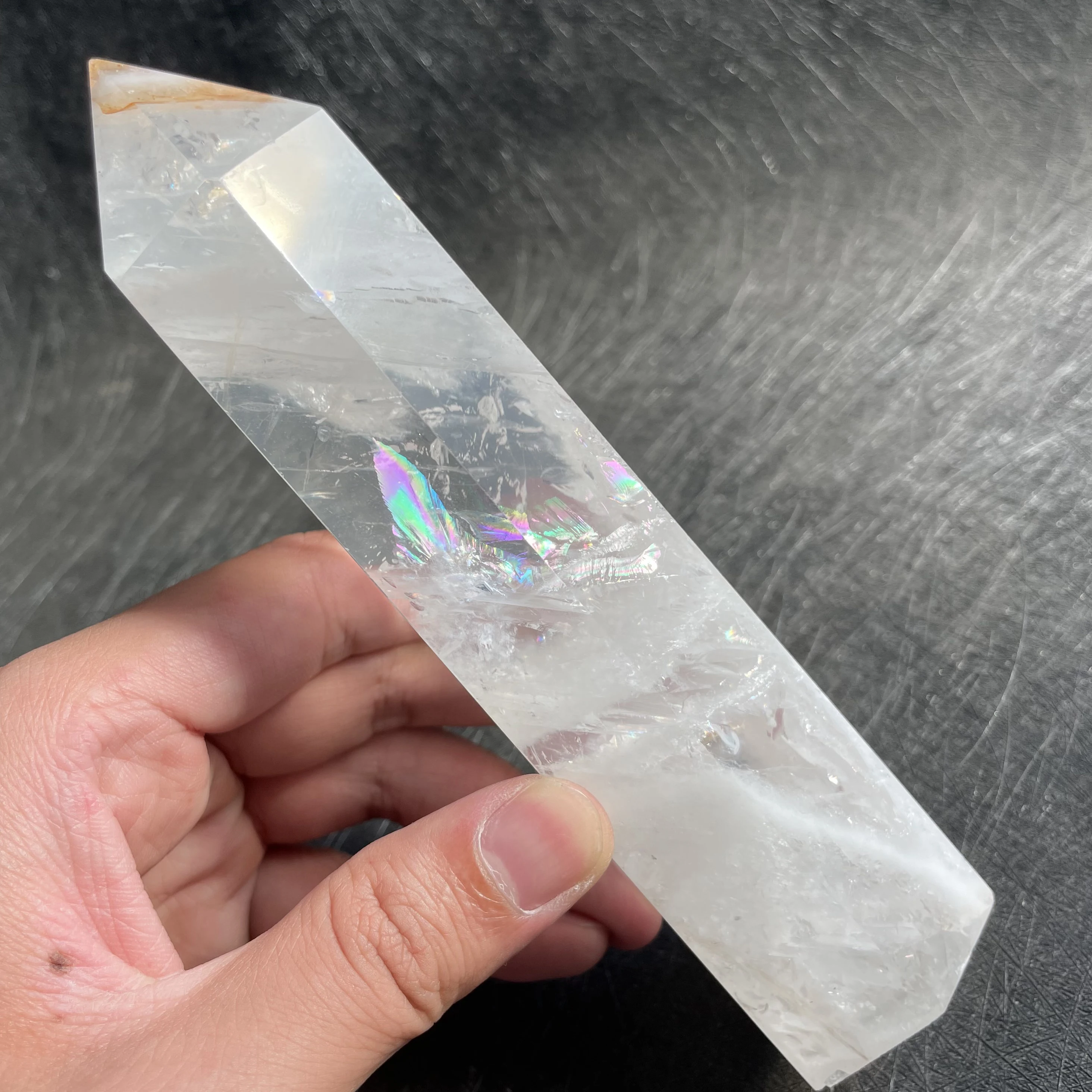 

451g Natural Stone Clear Quartz Tower Home Decoration Rock White Crystal Wand Point Rough Polished Obelisk Healing Z187