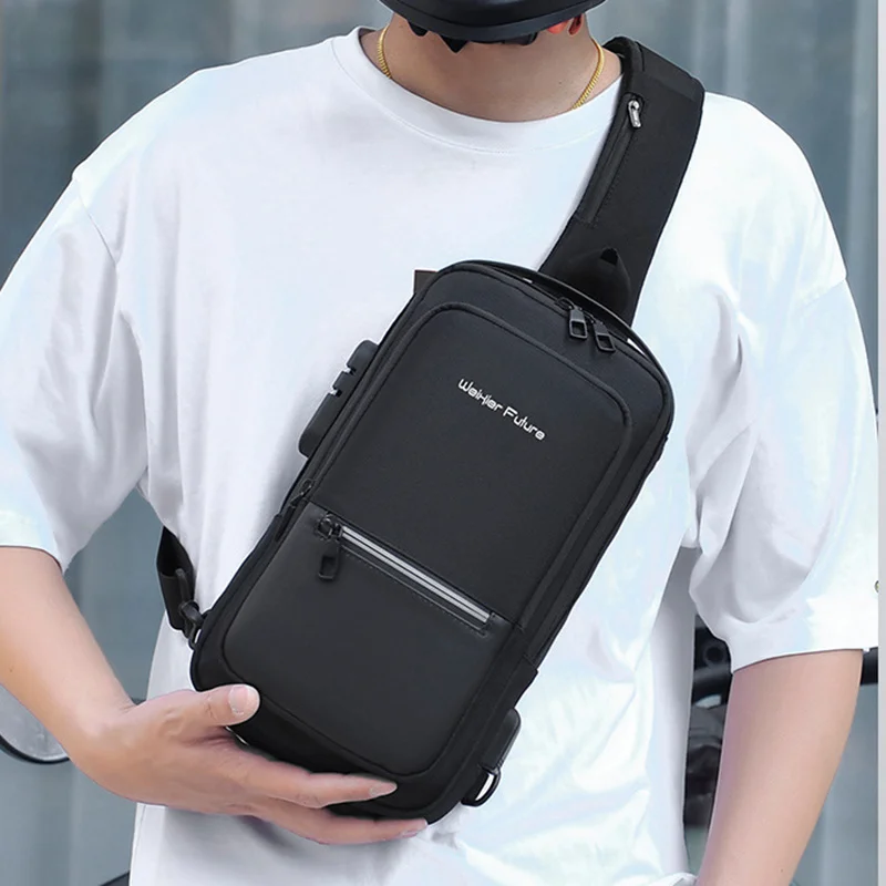 

Men Cross Body Shoulder Chest Bag Sling Backpack Oxford Waterproof Anti-theft Short Trip Motorcycle Rider Male Messenger Bags