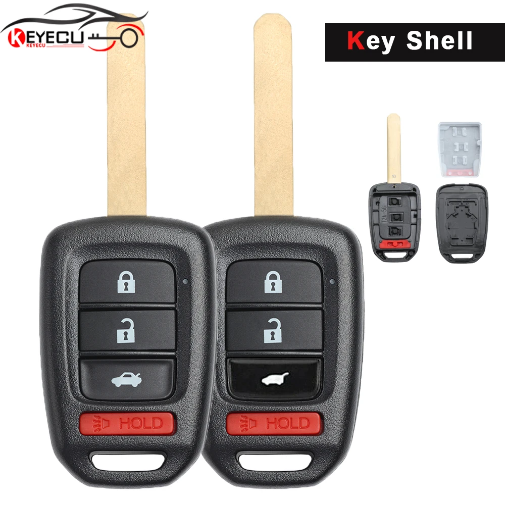 

KEYECU 4 Button Remote Head Key Shell Case Fob for 2013 2014 2015 2016 2017 Honda Civic CR-V Accord MLBHLIK6-1T
