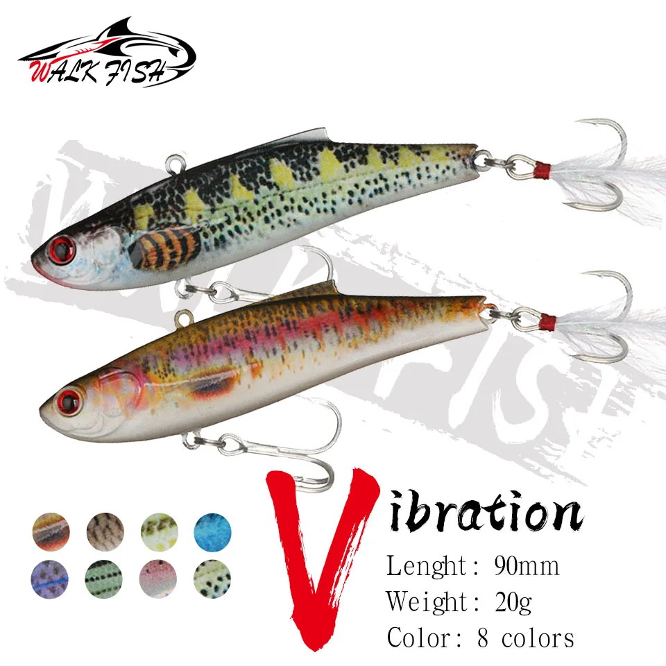 

WALK FISH 1PCS 9cm/20g VIB Fishing Lure Double Hooks Hard Fishbait Artificial Bait Simulation Lures Bass Carp Pesca Fishing Tool