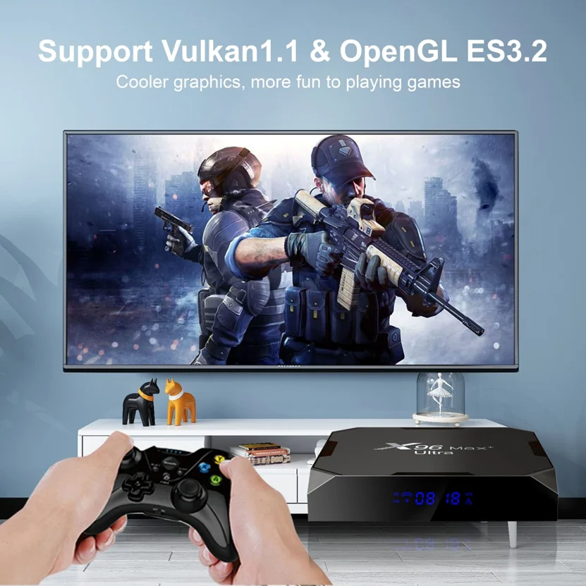 ТВ-приставка Android 11 X96 Max Plus Ultra с процессором Amlogic S905X4, графическим процессором Mali-G31 MP2, поддержкой 8K, Wi-Fi, Bluetooth, для интернет-телевидения. (art.: 3920d4e1d2e29) - 3920d4e1d2e29
