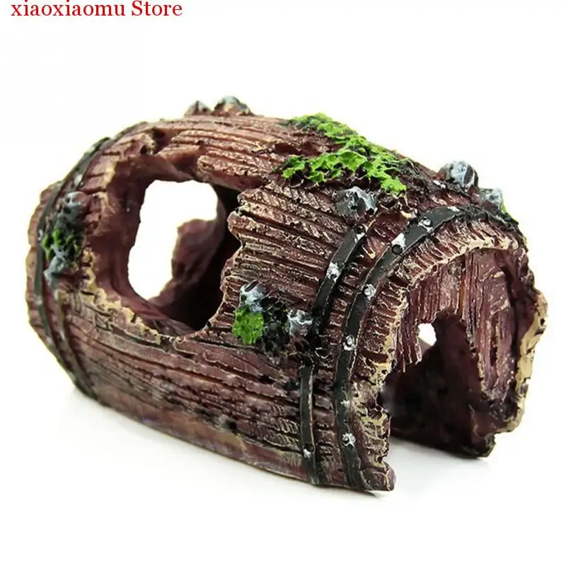 

Good Quality Aquatic Animals Accessories Aquarium Fish Tank Artificial Barrel Resin Ornament Cave Landscaping Decoration