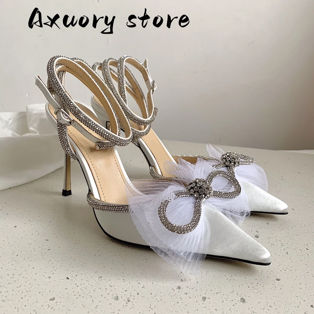 New Summer High Heels Dinner Birthday Party Wedding Women's Party Shoes Wedding Shoes Crystal Bow