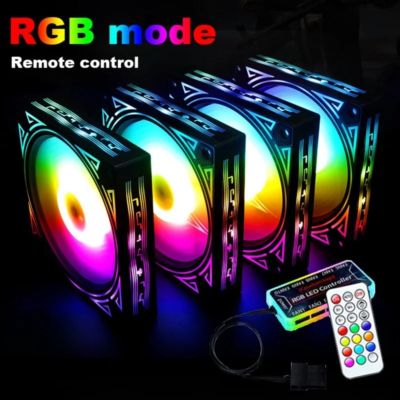 

Cooling Fan RGB 120mm Cooler Fan with Remote Control Controller Multiple Lighting Mode 12CM PC Case Fans for Computer Components