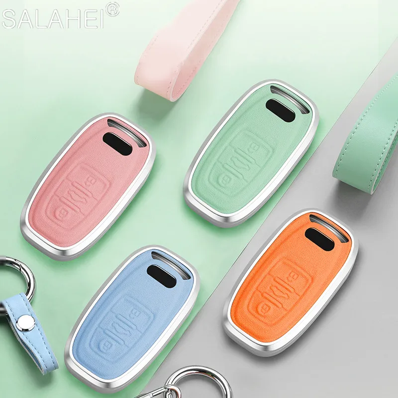 

Leather Car Key Fob Case Cover For Audi A4 A4L A5 A6 A6L A7 A8 Q5 Q8 R8 RS4 RS5 RS6 RS7 S4 S5 S6 S7 S8 SQ5 Protector Accessories