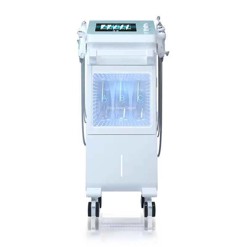

9 in 1 Vertical Hydro Facial Blackhead Remove High Frequency Facial Machine Oxygen Jet Aqua Peeling Desktop Facial Vacuum